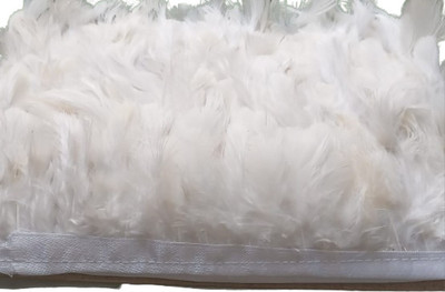 Shyam Diwane Natural dyed white feather lace (2-4 inch) length 8 mtr Lace Reel(Pack of 1)