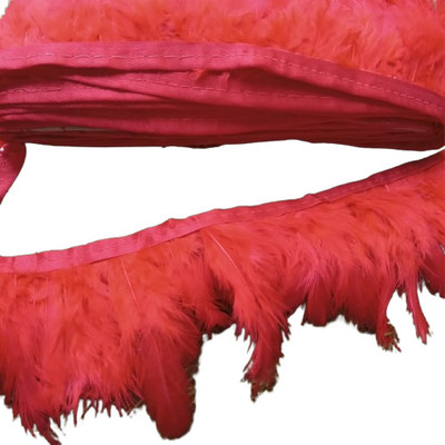 Shyam Diwane Natural dyed red feather lace (2-4 inch) length 8 mtr Lace Reel(Pack of 1)