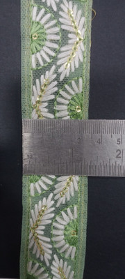 Dharmaj Creation Beautiful Designer Embroidery Light Green Net Laces for Suits Kurties Bags Dresses Dupatta. 9 Mtr Lace Reel(Pack of 1)