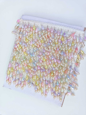 Swag Enterprises Light Multi Crystal Rainbow Moti 4 Meter LIGHT MULTI RAINBOW-MOTI-LACE 4 MTR Lace Reel(Pack of 1)