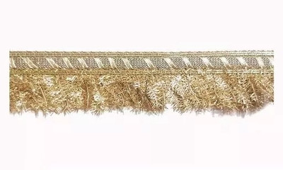 Lacesnmore New trendy jhalar feather look Fringes lace kiran veer Zara lehanga dupatta lace Kiran golden lace dupatta wedding Lace Reel(Pack of 1)