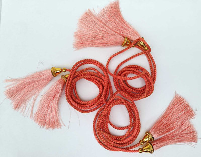 Swag Enterprises Silk Tassel Latkan with Golden Caps, Braided Maroon Dori Lace Reel(Pack of 1)