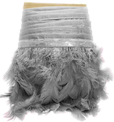 BigWheels CWG0508-01-01 (6cm X 3 Mtr) Grey Wings Feather Fur Gota Lace for Wedding Party Suits & Gowns Lace Reel(Pack of 1)