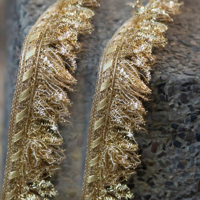 KALKA TRADERS Brownze-Zari-Lace Fringes Kiran lace Dupatta jhalar Crush Frill Trim for dupattas Lace Reel(Pack of 1)