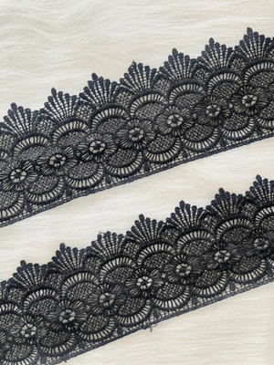 AKSHALI 38-Black Black Lace Border for Saree,Dress,Kurtis,Dupatta,Craft,Suit (4.50 Mtr) Lace Reel(Pack of 1)