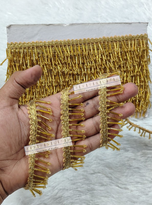 Avyalik golden heavy pipe katdana lace (2 =M W =30MM) for Saree, Suit, lehnga, Blouse Lace Reel(Pack of 1)