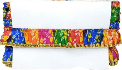 KURLZ K_404521_Multi 1 Line Bandhej Printed and Golden Gota Patti Exclusive Frill 9 meter Lace Reel(Pack of 1)