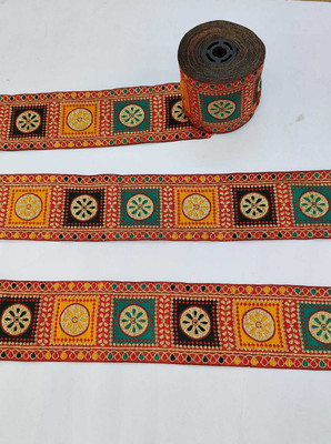 Aviraj Enterprise Lace Border 3inch Broad (75MM) & 9Mtr Length Multicolor lace For saree. Lace Reel(Pack of 1)