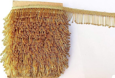 Swag Enterprises Golden Pipe Lace With Hanging Latkan Lace for Saree, Dress, Lehenga 8M Lace Lace Reel(Pack of 1)