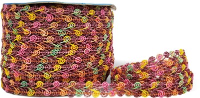 Utkarsh CWG0410-01 (M:12995) (1.2cm X 18 Mtr) Multicolor Jalebi Shape Glitter Gota Trim Lace Ribbon Border Lace Reel(Pack of 1)