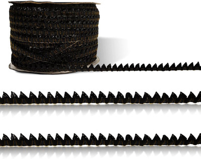 De-Ultimate CWG0440-01 (8mm X 45 Mtr) Black Samosa/triangle Outlining Gota Trim Lace Ribbon Border Lace Reel(Pack of 1)