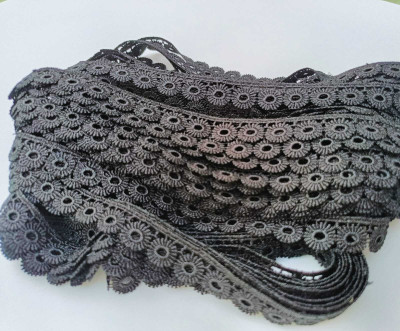 Swag Enterprises POLYESTER-D1-BLACK-9MTR Swag Polyester Lace, Border Lace, Cotton Lace, Gota Patti Lace Lace Reel(Pack of 1)