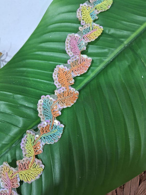 BDRMKH lace Embroidery sequance Leaf lace (Multicolour) (8.5 Mtrs.) Lace Reel(Pack of 1)
