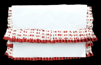 KURLZ K_405184_Red 40mm Polka Print Satin Silk Frill For Kanha Poshak Jhula Singhasan|Size: 9 Yards Lace Reel(Pack of 1)
