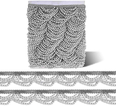 BigWheels CWG0456-01 (3cm X 3 Mtr) Silver Pearl Beading Gota Trim Lace Border For Dress Embellishment Lace Reel(Pack of 1)