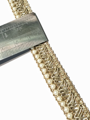 Lacesnmore Pearl 2001 Golden piping with pearl for Dupatta Lace Reel(Pack of 1)