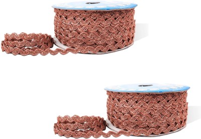 Stylewell CWG0368-04-01 (M:5048) Pack of 2 (6mm X 18 Mtr) Rose Golden Snake Shape Glitter Piping Dori Gota Trim Lace Reel(Pack of 2)