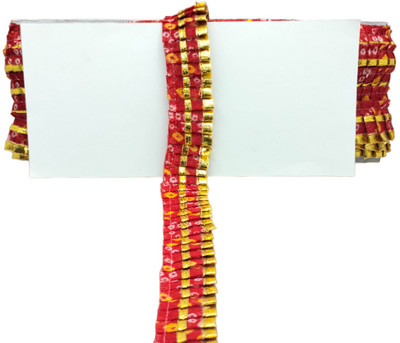 Woven Lace K-255773-Red 25mm Bandhej Print Gota Patti Frill For Lehenga, Dupatta, Krishna| Size: 9 Yards Lace Reel(Pack of 1)