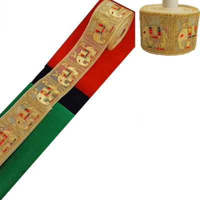 Balar Heavy Design Elephant multi and gold colour lace 9 Mtr Gota Patti Trim Lace & Border For Saree Suit Lehengas Dupatta Blouse and craft Lace Reel(Pack of 1)