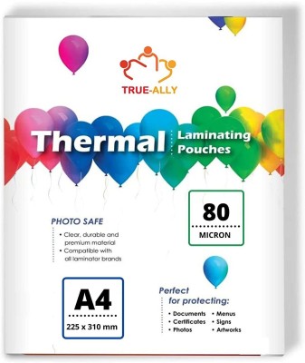 True-Ally Lamination Pouch Clear Glossy Thermal Transparent Waterproof 25 Sheets A4 Laminating Sheet(250 mil Pack of 25)