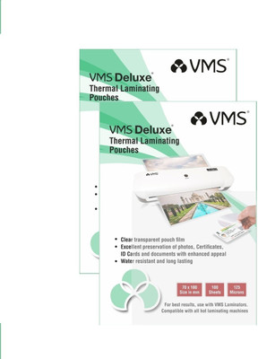 VMS Deluxe Thermal Lamination Pouch 70mm x 100mm 125 Micron-2x100 Sheets for ID Card Laminating Sheet(4.9 mil Pack of 2)