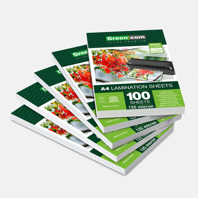 greencom A4 Thermal Lamination Sheets, 500-Pouches A4 Laminating Sheet(125 mil Pack of 500)