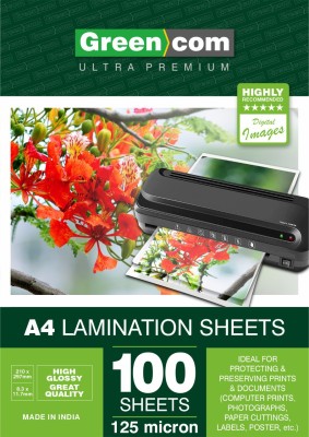 greencom A4 Thermal Lamination Sheets, 100-Pouches A4 Laminating Sheet(125 mil Pack of 100)