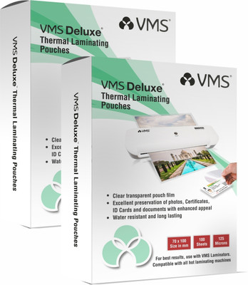 VMS Deluxe Lamination Pouch (70mm x 100mm) - 125 Micron (2 x 100 Sheets) ID Badge Laminating Sheet(4.9 mil Pack of 2)
