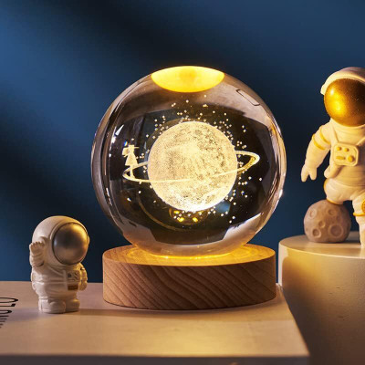 carempire 3D Crystal Ball Night Light Ball Projection Lamp Planet Model Table Lamp(8 cm, Starry Sky)