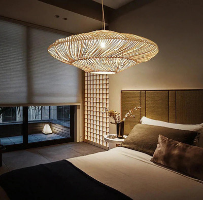GRASSMINDS Opah rattan lamp shades Hanging Lights (Pendant Lights) Lamp Shade(Bamboo)