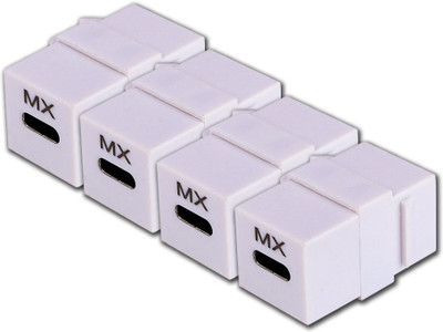 MX Type-C Inline Coupler F/F Extender Plug, Compact Design (Pack of 4) Wired USB Lan Adapter compatible with Windows(1000 Mbps)