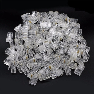 BALRAMA 100pcs RJ45 Connectors Modular 8 Pin Network Cable Plugs RJ-45 Adapter Crimps fo Wired Ethernet Lan Adapter compatible with Windows(100 Mbps)