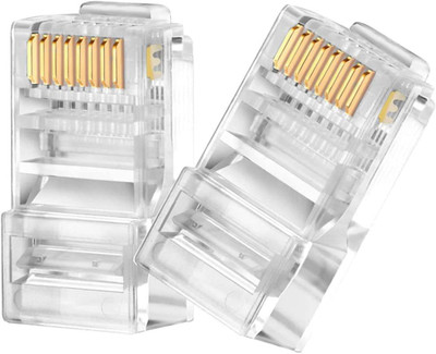 Civon 50pcs RJ45 Connectors Modular 8 Pin Network Cable Plugs RJ-45 Adapter Crimps Network Interface Card(Transparent) deal from flipkart