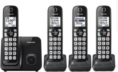 Panasonic WIRELESS INTERCOM 4 EXTENSION WITH HANDSET NAME Cordless Landline Phone (Black)