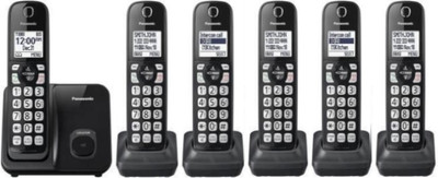 Panasonic WIRELESS INTERCOM 6 EXTENSION WITH HANDSET NAME Cordless Landline Phone (Black)