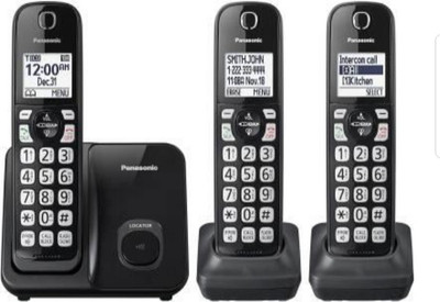 Panasonic WIRELESS INTERCOM 3 EXTENSION WITH HANDSET NAME Cordless Landline Phone (Black)