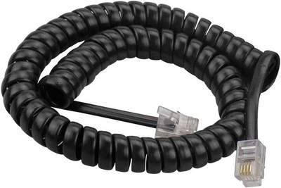 TAAPSEE 1 Pack 2 Meter Telephone Handset Phone Extension Cord Curly Coil Line Wire Cable Corded & Cordless Landline Phone(Black)