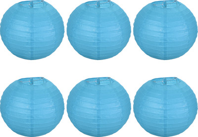 Orama Rice Paper Ball Lamp Round Hanging Ball Paper Hanging Lantern Paper Lamp Multicolor Paper Hanging Lantern(23.34 cm X 20.22 cm, Pack of 6)
