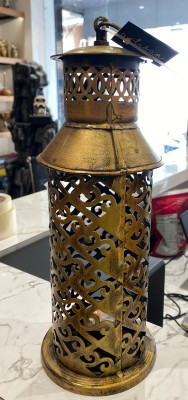 Daksh Enterprises Gold, Silver Metal Hanging Lantern(33 cm X 10 cm, Pack of 1)