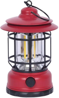 MZ L-27(CAMPING LED LIGHT LAMP)Adjustable Brightness Lantern,Table/ Hanging Lantern Red Plastic Hanging Lantern(16.6 cm X 9.6 cm, Pack of 1)