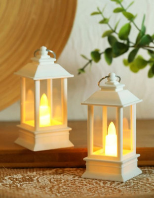 INFISPACE White Plastic Hanging Lantern(9 cm X 4.2 cm, Pack of 2)
