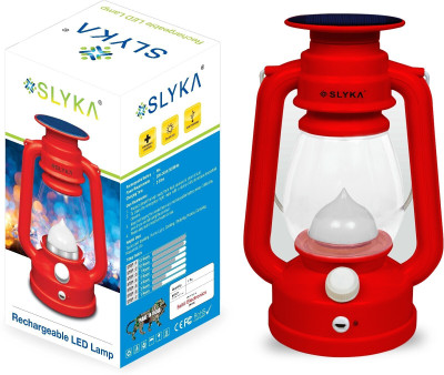 SLYKA LED Lantern With 1st Step Night Lamp Solar Rechargeable Lantern Red, White Plastic Table Lantern(23 cm X 14 cm, Pack of 1)
