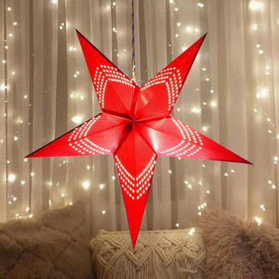 VE AND YOU ME&YOU Beautiful Hanging Star |Festive Décor Item IZ25-03 Hanging Star Pack of 1 Decorative Showpiece  -  22 cm(Paper Mache, White, Black)