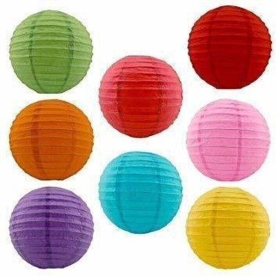 SHUANG YOU Lantern Rice Hanging Paper Ball Lamp with Shades Multicolor Multicolor Paper Hanging Lantern(30.5 cm X 30.5 cm, Pack of 8)