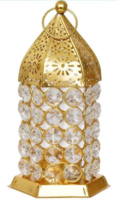 RSB Handicrafts Cryst-LAN-02 Gold Iron Hanging Lantern(16 cm X 8 cm, Pack of 1)