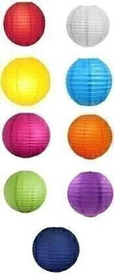 SHUANGYAU Multicolor Paper Hanging Lantern(25 cm X 25 cm, Pack of 9)