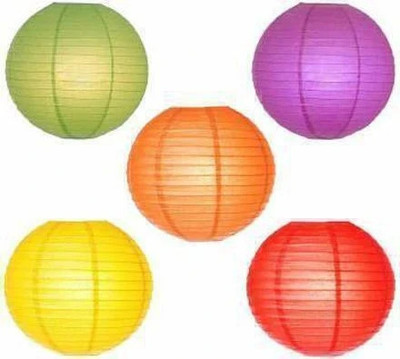 SHB Multicolor Paper Hanging Lantern(8 cm X 8 cm, Pack of 5)