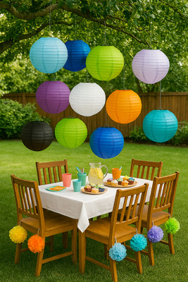 Untumble Multicolor Paper Sky Lantern(5 cm X 25 cm, Pack of 11)