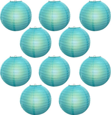 Raga Plus Blue Paper Hanging Lantern(23.34 cm X 20.22 cm, Pack of 10)