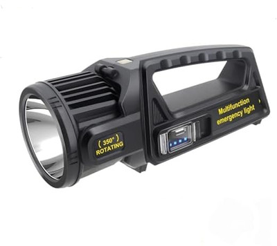 lucario Spotlight, 9 Modes Rechargeable Led Spotlight Flashlight with 350° Rotate Head Black Plastic Table Lantern(15 cm X 5 cm, Pack of 1)